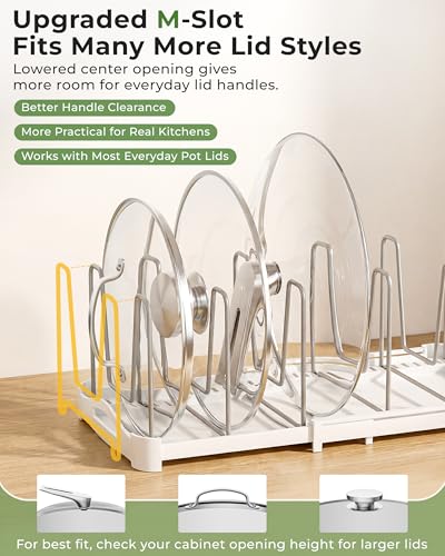 Adjustable Bakeware Organizer Pot Lid Holder Rack for Pots (2 Count)