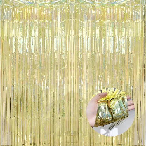 Tinsel Fringe Backdrop Gold Party Decorations 2 Pack (2 Count)