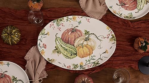 Pumpkin Feast Ceramic 16 inch Oval Platter