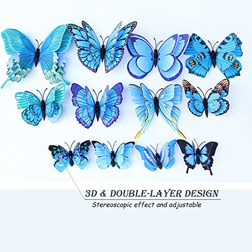 3D Butterfly Wall Decor Butterfly Decorations Stickers with Magnets (24 Count)
