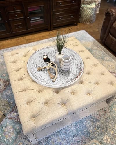 Extra Large Round Ottoman Table Tray 20"
