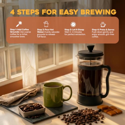 Borosilicate Glass French Press Coffee Maker 34 Oz