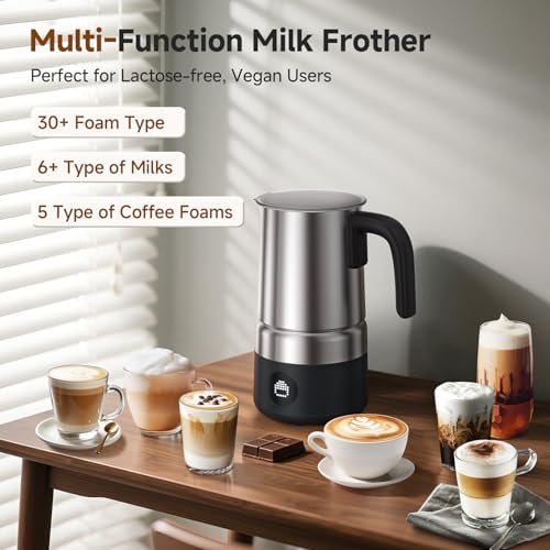All-in-1 Milk Frother and Steamer, 17oz Stainless Steel Jug, 600W