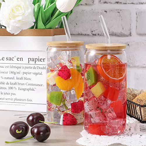 Glass Cups with Lid and Straw (2 Count)