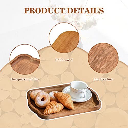 Rustic Wood Serving Tray Set of 2 Brown Rectangular Decorative Trays Farmhouse Charcuterie Boards Platter for Food (2 Count)