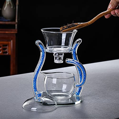 Glass Teapot Set Semi Automatic Drip Rotating with Infuser Lazy Kungfu Tea pot Set