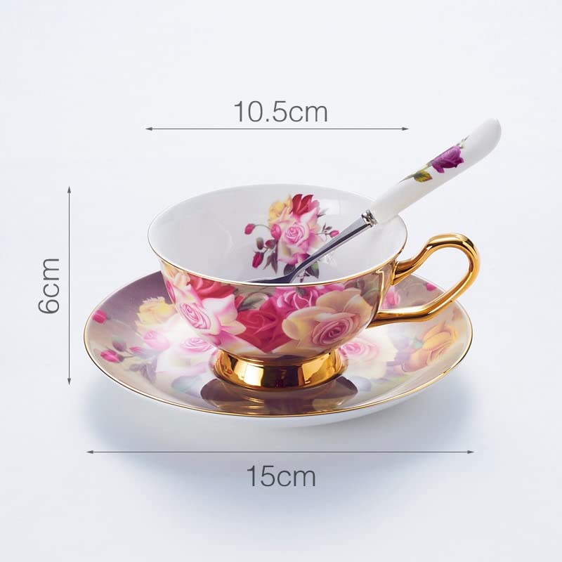 Coffee Mugs Rose Bone China Tea Cup Saucer Spoon Set 200ml Advanced Porcelain Coffee Cup British Cafe Afternoon Teacup Drop Shipping Mug Set