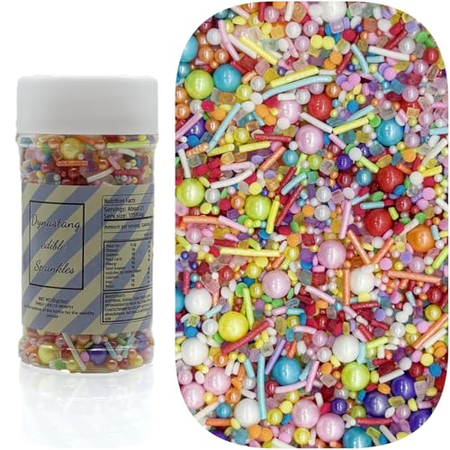 Rainbow Sprinkles Mixed Style Edible Cake Decorations Cupcake Toppers Cookie Perfect for Cakes (3 Ounce)