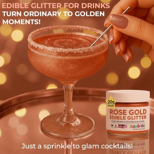 Bulk (20g) Pink Edible Glitter for Drinks | Premium Pink Edible Glitter for Cakes Drink - Shimmer Glitters Cake Decorations for Strawberries Cocktail Shimmering