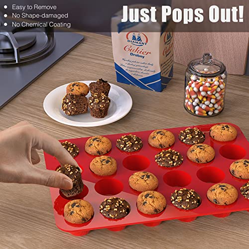 2 inch Deep Mini Muffin Pans Nonstick 24 Cup (11 Ounce)