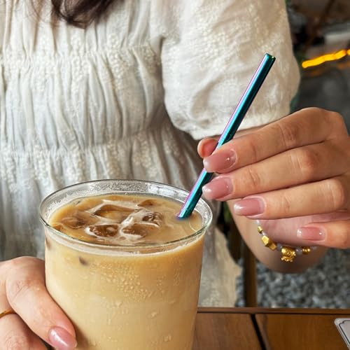 Stainless Steel Straws Metal Reusable Drinking Straw for Juice Iced Coffee Cold Beverage Highball Glasses 12 (8 Count)