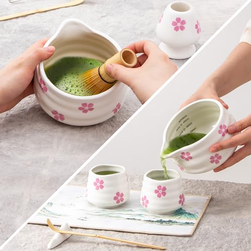 Ceramic Matcha Bowl with Bamboo Whisk Holder