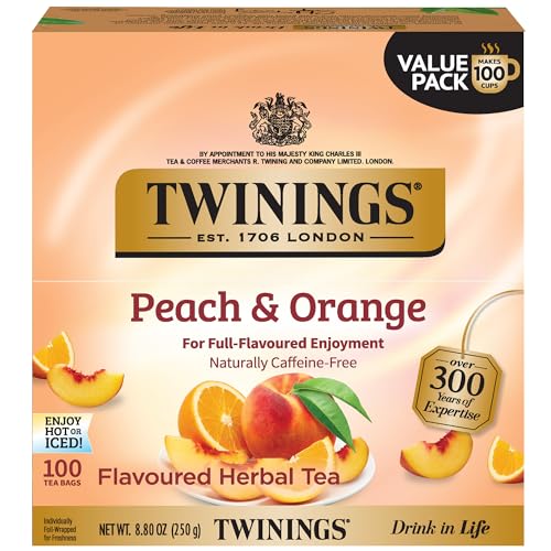 Peach & Orange Herbal Tea Individually Wrapped Bags (100 Count)