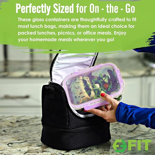 Glass Meal Prep Containers 2 & 3 Compartments with Lids 4 Pack 32 oz (4 Count)