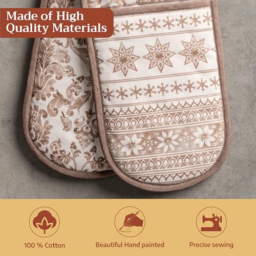 Double Oven Mitts 100% Cotton Double Oven Glove