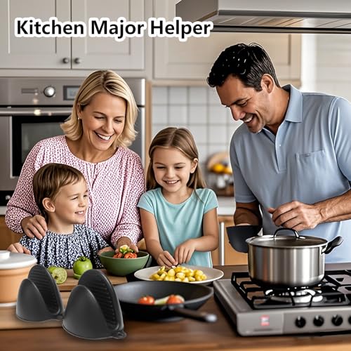 Silicone Oven Mitts Heat Resistant Hot Pot Holders Set for Kitchens (6 Count)