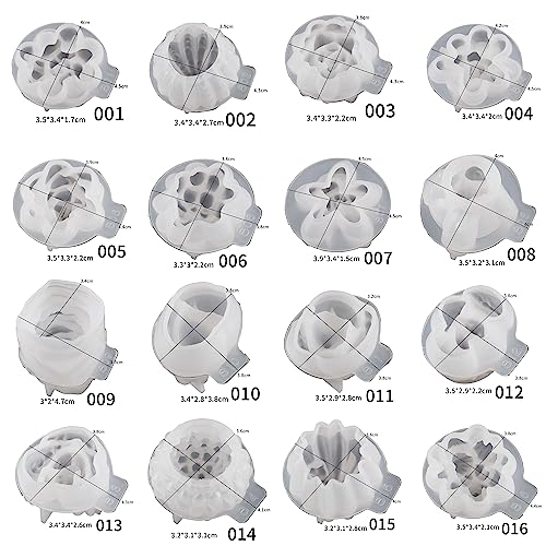 16 Pack Flower Succulent Candle Mold Resin Casting Silicone Molds for Home Decor & Candle Making Wave Spiral Mold