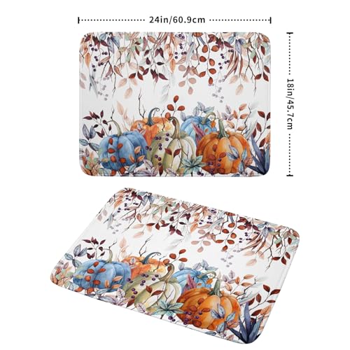 Orange and Blue Autumn Pumpkins Dish Drying Mat for Kitchen Counter