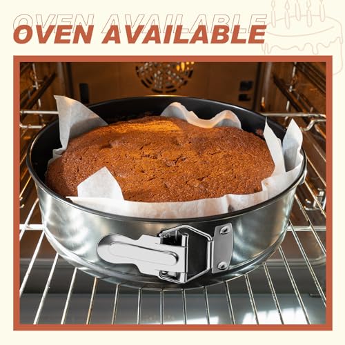 4 Pcs 8 Inch Non Stick Springform Pan with Removable Bottom Carbon Steel Cheesecake Pan Round Springform Cake Mold with Stainless Steel Spring Buckles for Baking Kitchens Restaurant (4 Count)