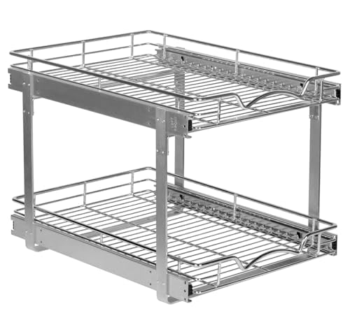 2-Tier Pull-Out Cabinet Organizer for Kitchen, 17" W x 21”D x 16.5" H