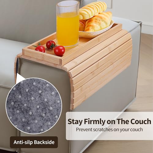 Bamboo Sofa Arm Tray Foldable Couch Arm Tray Anti