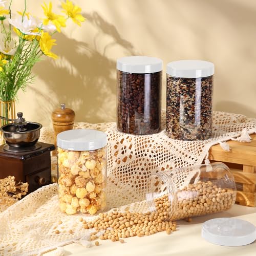 4 Pcs Plastic Jars Wide Mouth with Lids (4 Count)