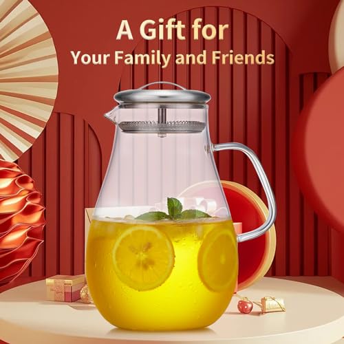 68OZ Glass Pitcher with Lid and Spout