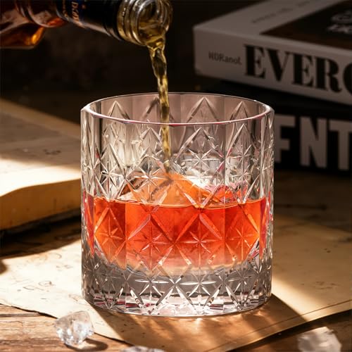 Crystal Whiskey Glasses Set of 2 Old Fashioned Glasses Hand Blown (2 Count)