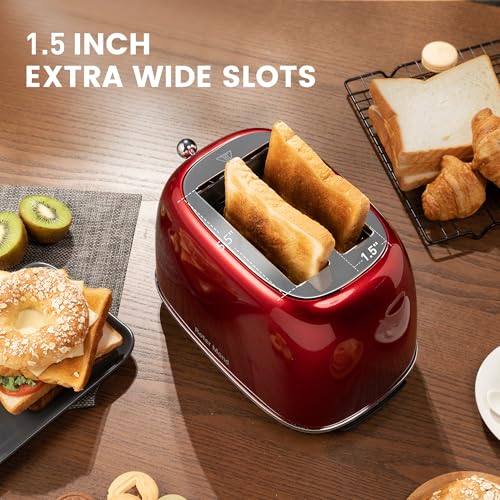 2 Slice Toaster Retro Stainless Steel with Bagel