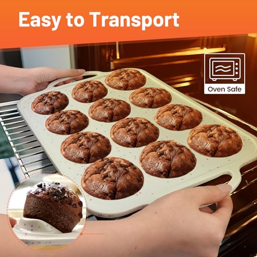 2Pack Silicone Muffin Pan for Baking with Metal Reinforced Frame (2 Count)