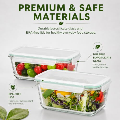 2 Pack Large Glass Storage Containers with Lids 85oz