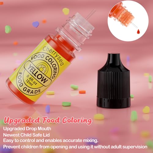 Food Coloring for Cake Decorating Rainbow Edible Food Dye for Halloween Baking Royal Icing Cookie Supplies Gluten Free 7x12ml Food Grade Liquid Food Color Kit (2.8 Fl Oz)