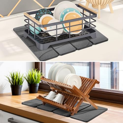 Small Stone Dish Drying Mat for Kitchen Counter (2 Count)