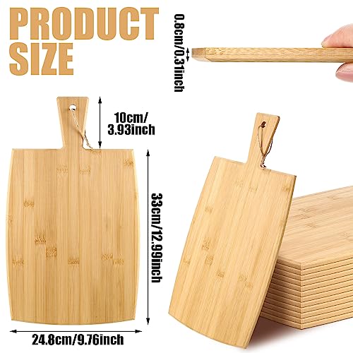 12 Packs Wooden Cutting Board Set with Handles Large Kitchen Serving Plain Chopping Board Bulk Gifts for Mom for Vegetables Meat Pizza Cheese Fruit Bread (12 Count)