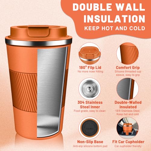 Insulated Coffee Tumblers with Flip Lid 12oz