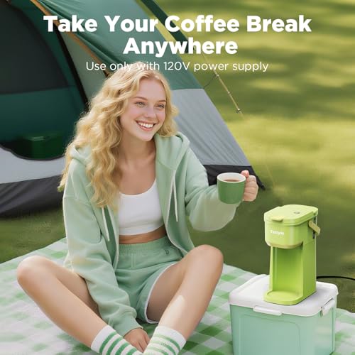 Mini Single Serve Coffee Maker for K Cups and Grounds with Handle