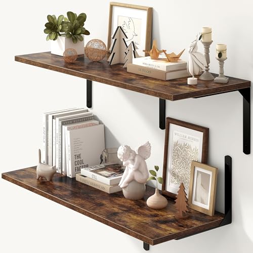 Rustic Brown 12 Inch Deep Floating Shelves Set of 2 (2 Count)