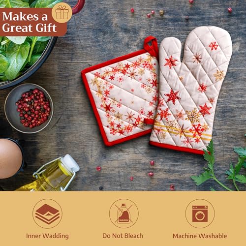100% Cotton Oven Mitt & Pot Holder Set
