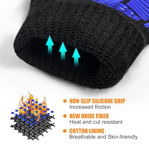 BBQ Gloves 1472°F Heat Resistant with Silicone Grip Oven Mitts (2 Count)