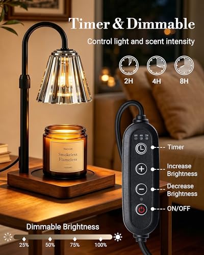 Vintage Candle Warmer Lamp with Timer Dimmer