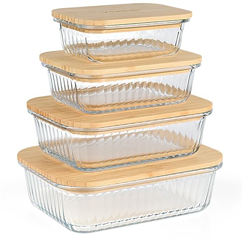 Natural Acacia Lids Set for Food Storage Glass Containers (4 Count)