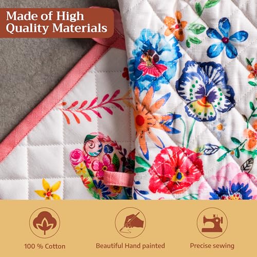100% Cotton Oven Mitt & Pot Holder Set