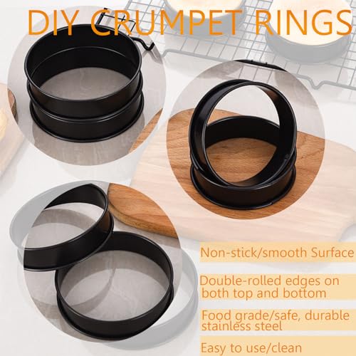 12Pieces Crumpet Rings Nonstick English Muffin Rings