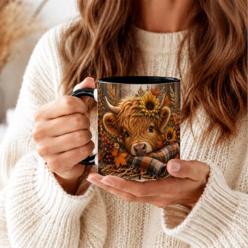 Fall Sunflower Highland Cow Coffee Mug