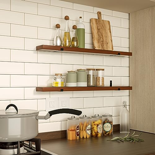 Floating Shelves for Wall Mounted Book Shelf Hanging Shelves Floating Bookshelf for Bedroom (3 Count)