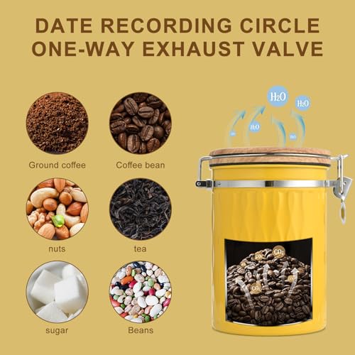 Coffee Container with Sealed Cantilever Lid and Scoop (60.8652 Fl Oz)