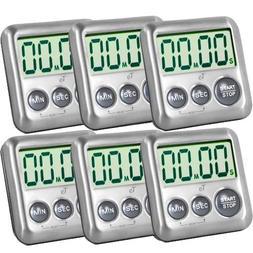 Elegant Digital Kitchen Timer Stainless Steel (6 Count)