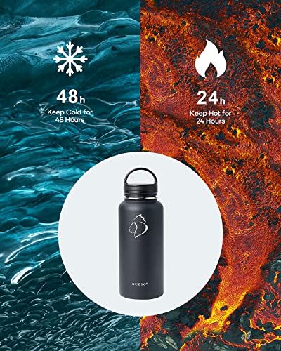 32 oz Water Bottle Insulated with Straw & 3 Lids