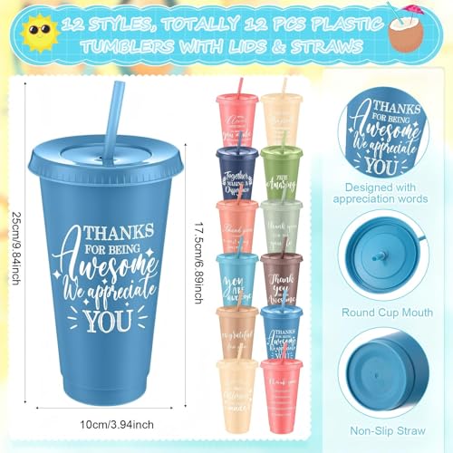 36 Pcs Employee Appreciation Gifts Bulk 24 oz Thank You Tumbler with Lid and Straw Mini Spiral Notebooks and Pens Appreciation Gifts for Team Employee Coworkers Teacher (36 Count)