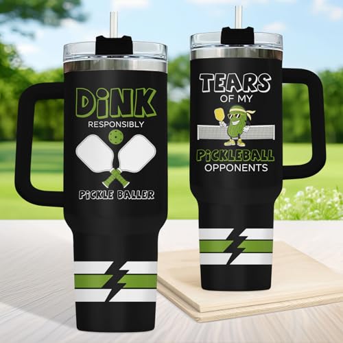 Pickleball Funny Sports 40 oz Tumbler with Handle